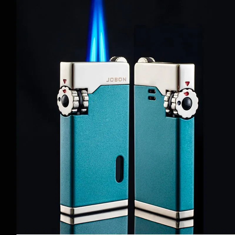 Ultra-Thin Metal Torch Lighter Jet Turbo Windproof Visible Gas Butane Cigar Cigarettes Portable Lighters Smoking Accessories