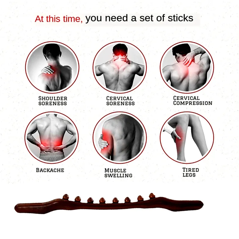 8 Koraliki Drewno Therapy Guasha Massager Stick Fat Anti Cellulite Tigger Point Full Body Massage Roller Odchudzanie Narzędzie Relaks 220318