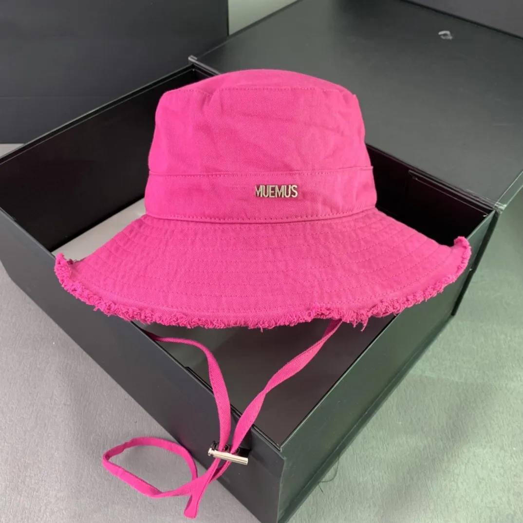 Top seau chapeau femme rose métal Logo réglable cordon bavures Protection solaire chapeaux seau chapeau seau Hats2157129