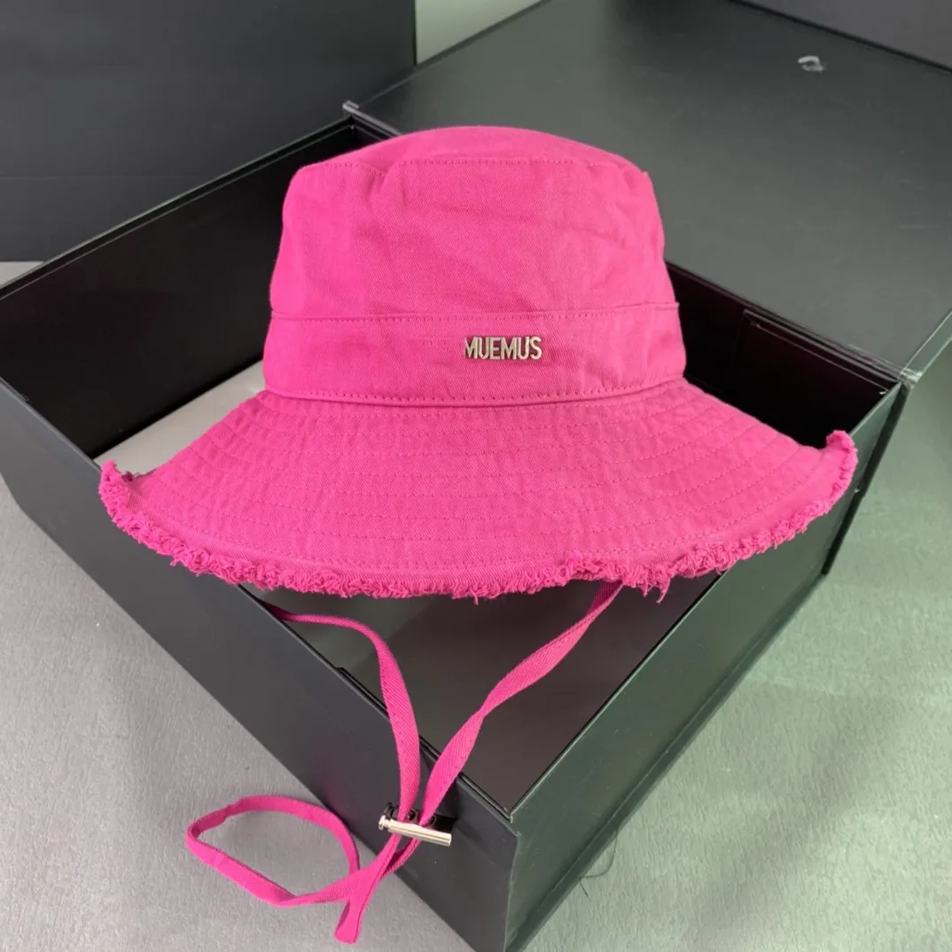 Topp hink hatt kvinnlig rosa metalllogotyp justerbar dragstring burrs solskydd hattar hink hatt hink hattar4575455