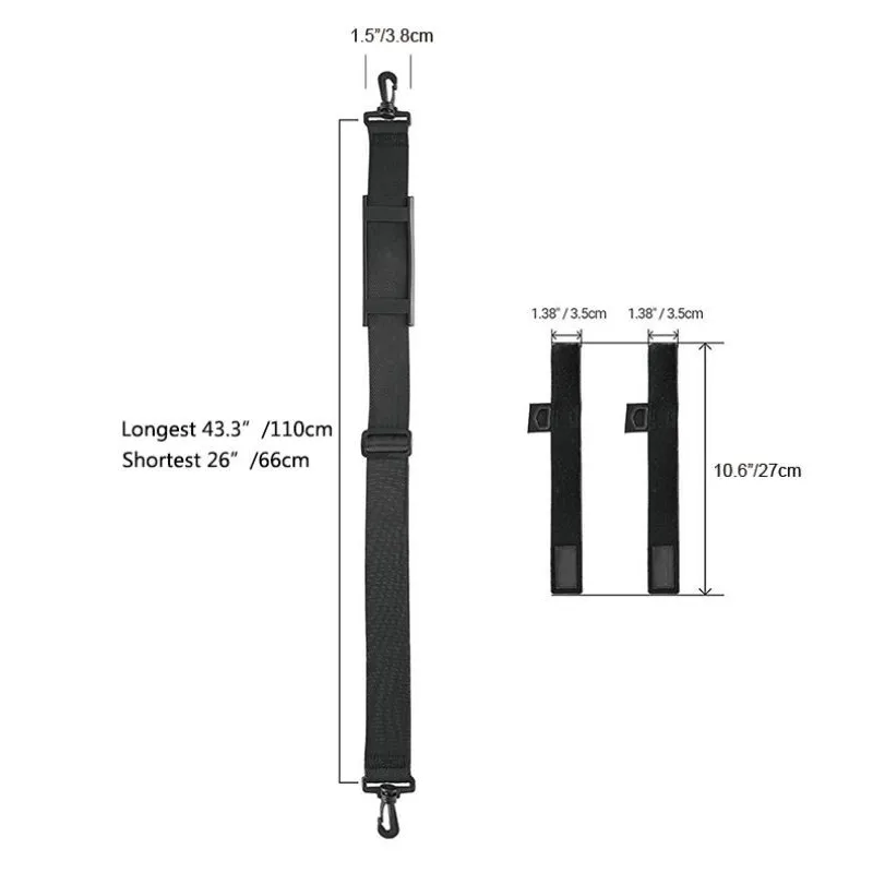 قضيب الصيد المحمول أسود حمل حزام شريط حبال قابل للتعديل حزام الكتف الحزام.