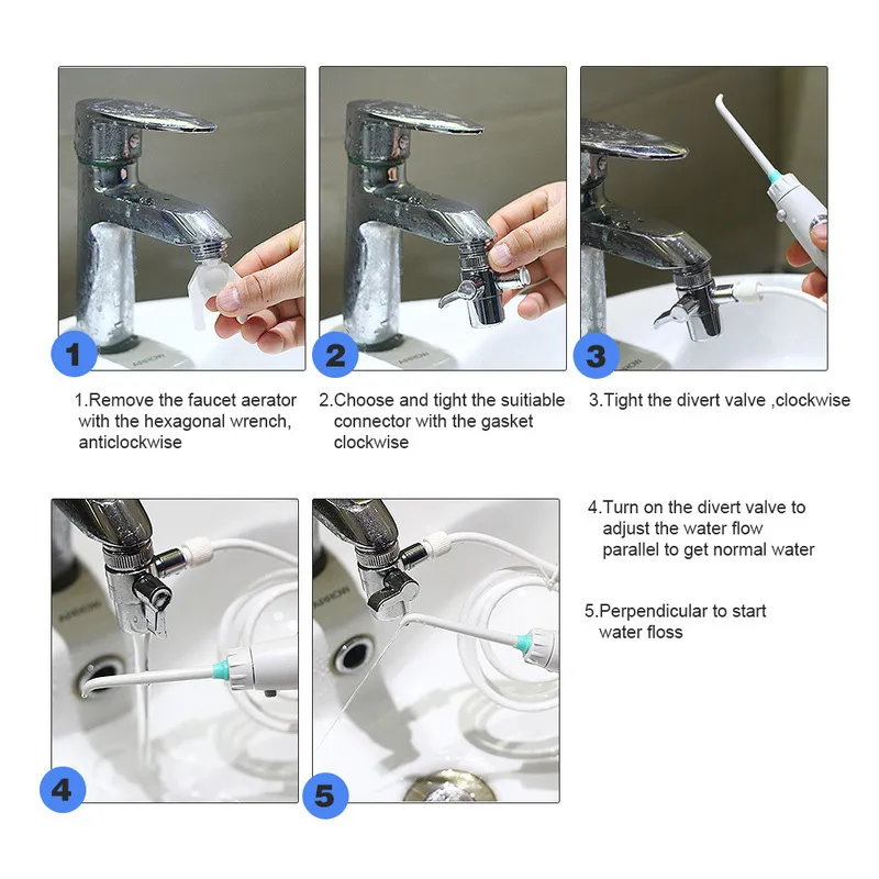 Azdent Dental Flosser Faucet口腔灌漑水ジェットフロスフロス灌漑口腔ケアマウスクリーナーツール220607