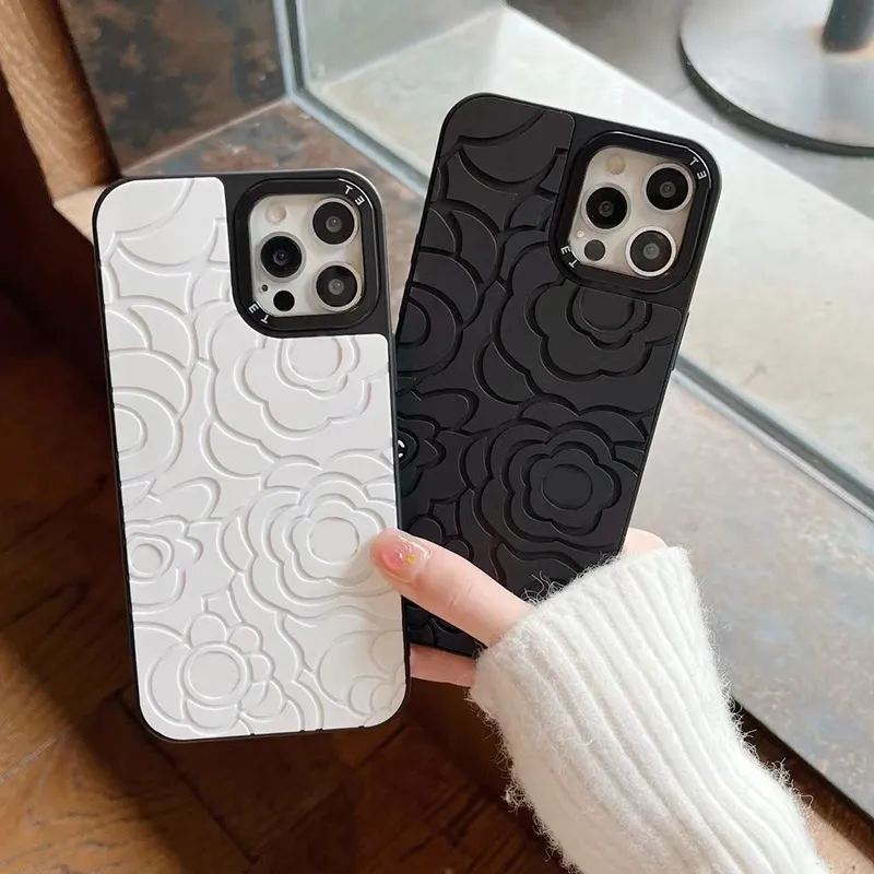 Dames telefoonhoesjes ontwerper voor Ipone 13 Pro Max 12 11 XS Max XR Telefoonhoes 3D Silica Gel Bloemparen Mobbile Telefoons Cover