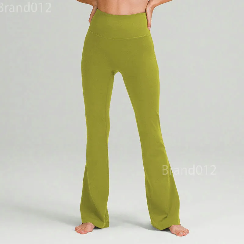 Pantaloni da yoga da donna039s tinta unita sport nudi modellanti vita alta attillati svasati fitness abbigliamento sportivo da jogging allentato donne039s Nine9016146