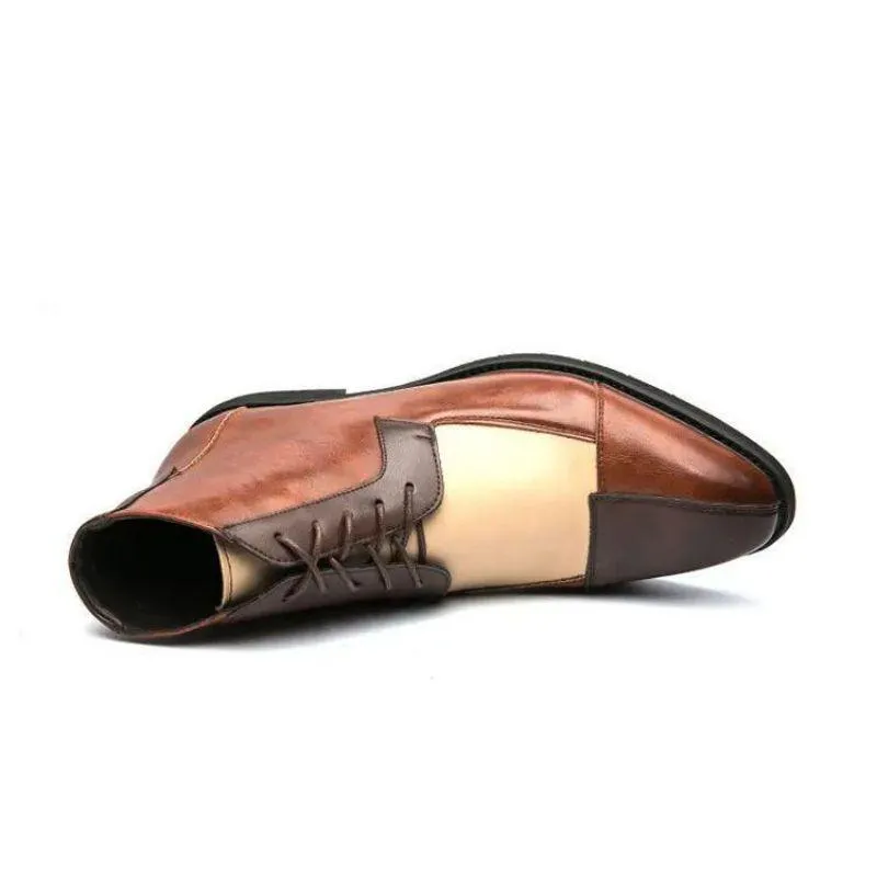 Men Boots Pu Leather Lace up الأشرطة غير الرسمية ملونة أنيقة مريحة لجميع الاتجاهات أحذية Zapatos de Vestir Hombre HC204