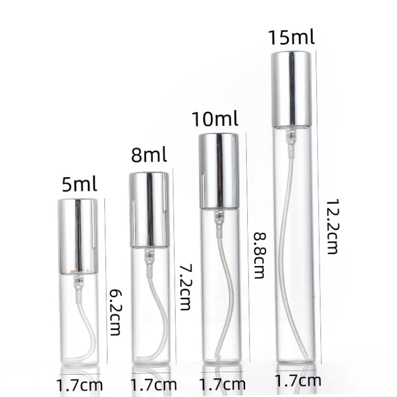 5ML 10ML 15mL Clear Thin Glass Spray Bottle Sample Bottle Wholesale Travel Bottle Clear Thin Glass Perfume Spray 220711