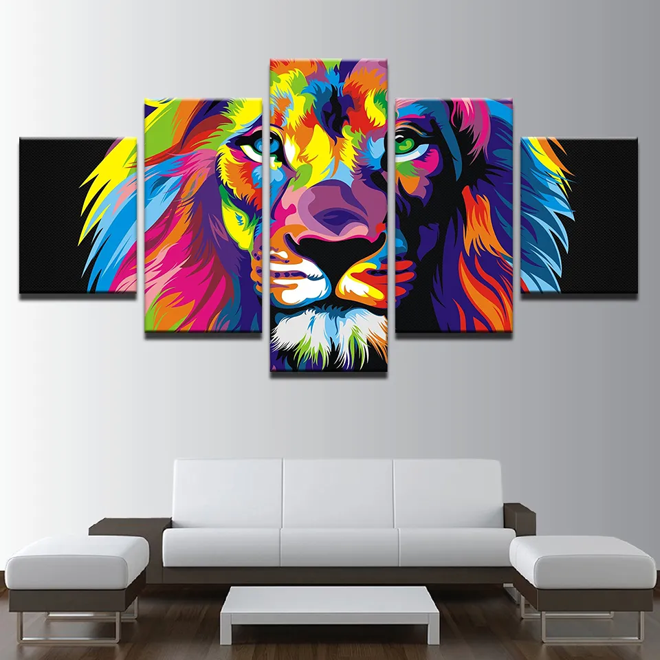 Modular-Pictures-Living-Room-Decor-Wall-Art-HD-Prints-Abstract-Poster-5-Pieces-Colorful-Animal-