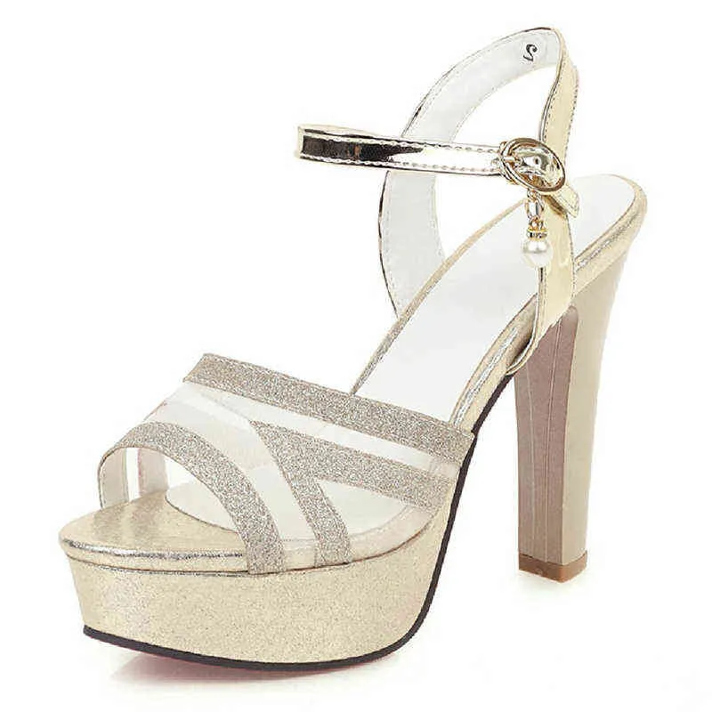Sandaler Luxury Women Platform High Heels Summer Shoes For Gold Silver Gladiator Party Wedding Female 2022 220427