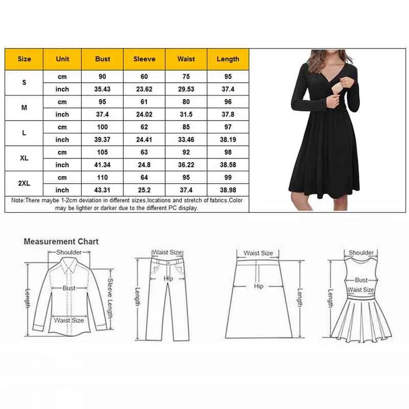 New Women's Maternity Dresses Long Sleeve Solid Color Nursing Dress Breastfeeding With Pocket G220309
