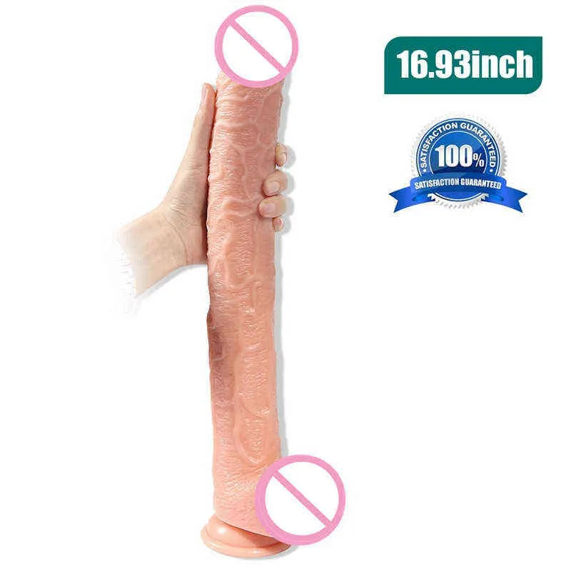 Nxy Godes Super Long Énorme Pénis Réaliste avec Ventouse Dick Stimuler Massage Vaginal Anal Sex Toys pour Femmes Masturbation 220420