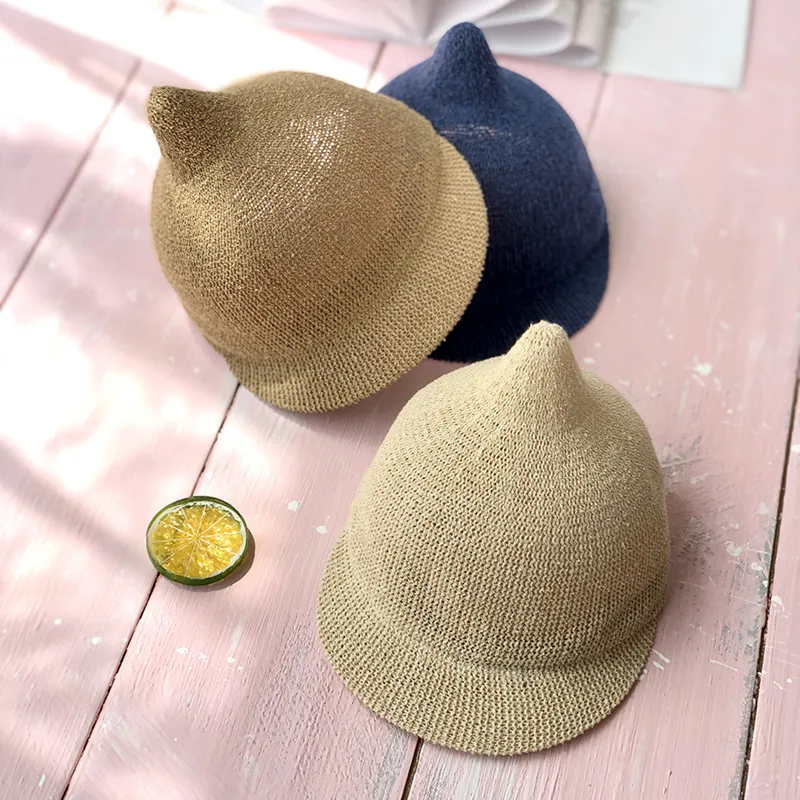 Nouveau-né Infantile Bébé Fille Garçon Mignon Modélisation Enfants Chapeau De Paille Toddler Kid Solide Dôme Pare-Soleil Et Pare-Brise 6M-18M CX220510