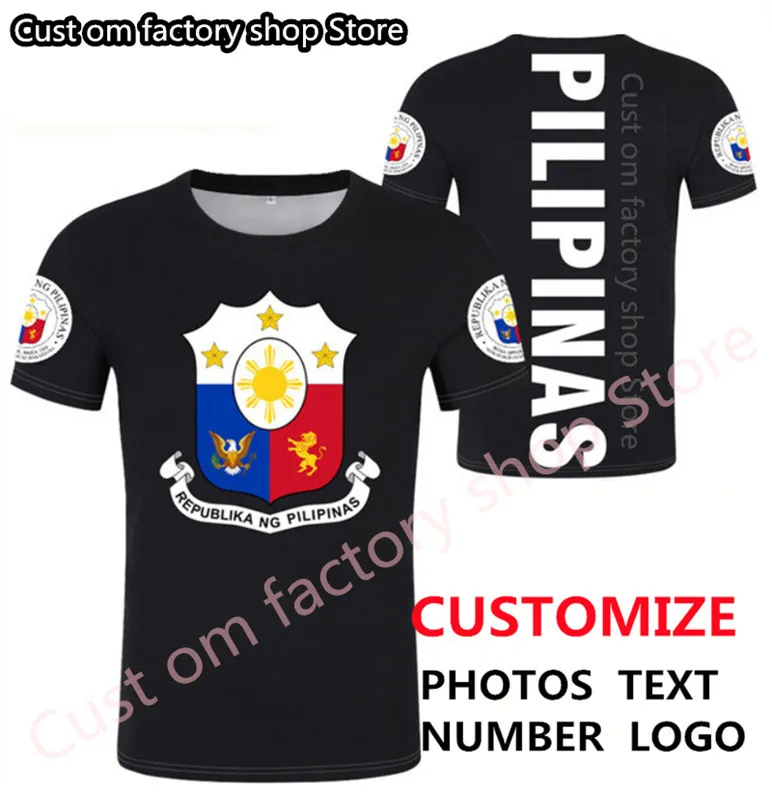 Filipinler T Shirt Baskı Adı T Shirt Diy Filipin Nation Flag Republic Philipinas P O Jersey Çift Spor Kıyafetleri 220616