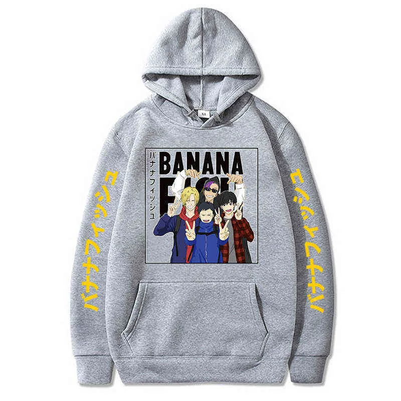 Banana Fish Anime Felpa con cappuccio da uomo / donna Moda popolare Harajuku Banana Fish Felpe con cappuccio Felpa Pullover Streetwear Abbigliamento Y220713