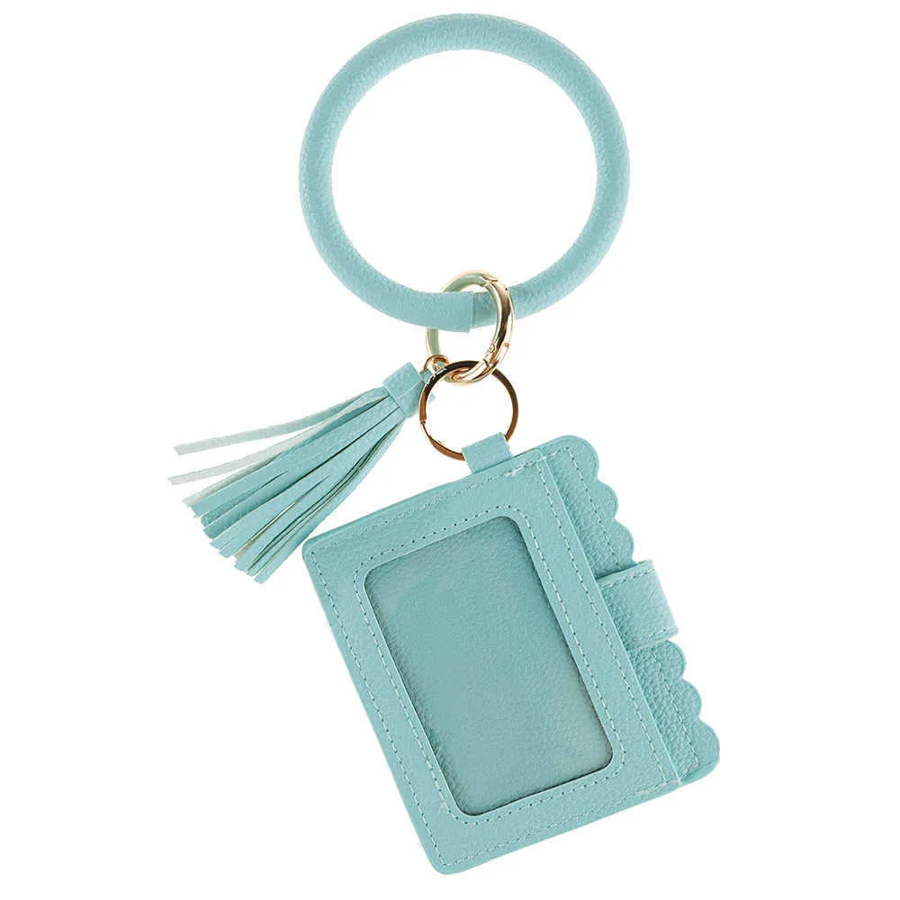Luipaardafdruk PU Leer Tassel Bracelet Key Chain Card Cover Certificaat Zak Zero Wallet Handtas