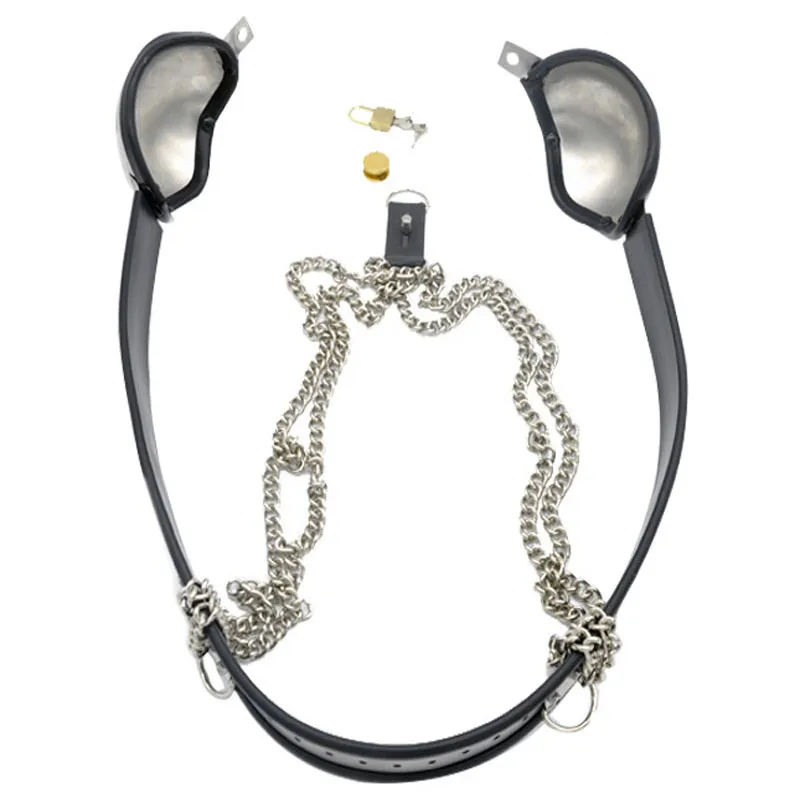 BUST REGOLABILE Acciaio inossidabile Acciaio inossidabile Femminile Brassetto Bondage Bondage Cinture Cosplay Chastity Bra Cup BDSM Fetish Sexy Giocattolo le donne