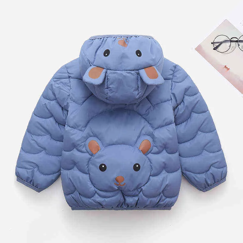 Cute Bear Girls Down Jacket Keep Warm Casual Autunno Inverno Ragazzi Giacca con cappuccio Zipper Baby Capispalla 2 3 4 5 anni Abbigliamento bambini J220718