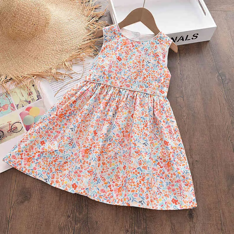 Keelorn Summer New Floral Dreess for Kids Girls 캐주얼 의류 면화 소매 소매 소매 소매 소매 소매 복장 달콤한 의상 어린이 의상 y220510