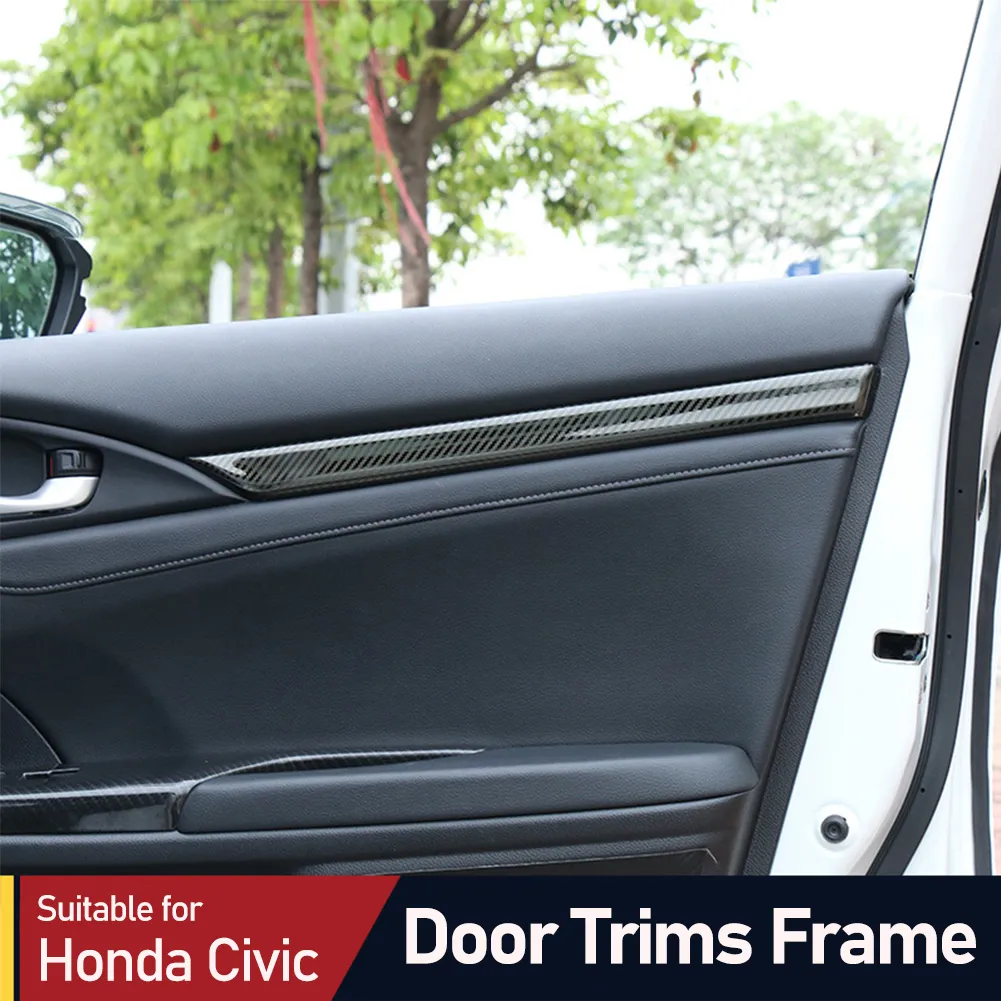 carro interior porta protetora guarnições quadro Fibra de carbono azul prata para Honda Civic 10th 2016 2017 2019 em aço inoxidável
