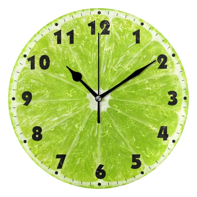 Creative fruits tropicaux rond horloge murale silencieux suspendu montre pour cuisine salon décor à la maison pas de tic-tac accepter personnalisé 220707