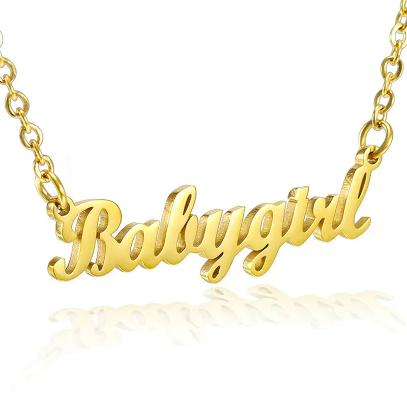 Vishowco Custom Edelstahl Gold Choker Personalisierte Babyname Anhänger Halskette Schmuck für Frauen Kinder Geschenke 2207184383593