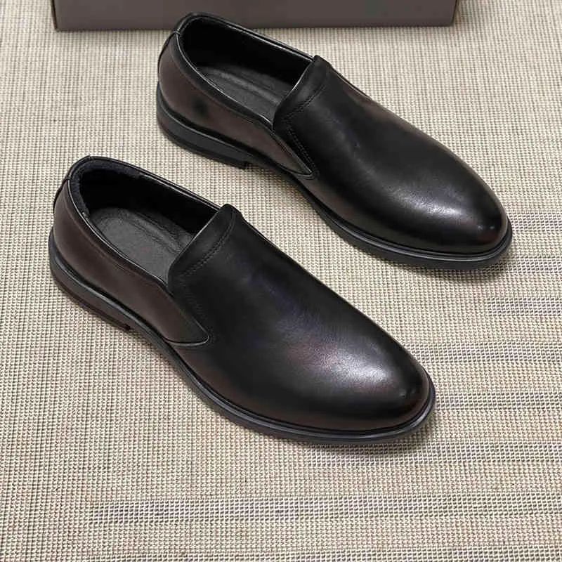 Dresses Shoes New Business Casual Men's Leather Shoes Black And White Men All-match Dress Shoes Heel Women Designer Dressing Shoe 220711