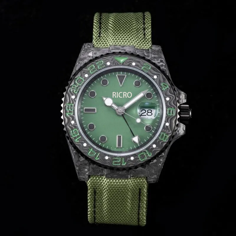 JH Montre De Luxe Мужские часы 40X12 4 мм 3186 с автоматическим механическим механизмом из углеродного волокна, роскошные часы с оплеткой из искусственного волокна wat2150