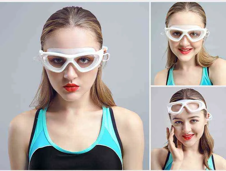 Новые мужчины женщины профессиональные плавательные очки водонепроницаемый мягкий силиконовые прозрачные очки плавать очки против тумана UV взрослый G220422