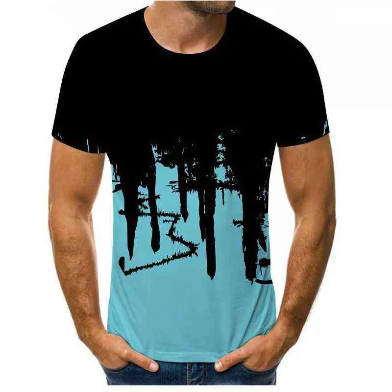 Nieuwste 3D-geprinte t-shirt inkttrekkingspatroon korte mouw zomer casual tops tees mode o-neck t-shirt mannelijk l220704