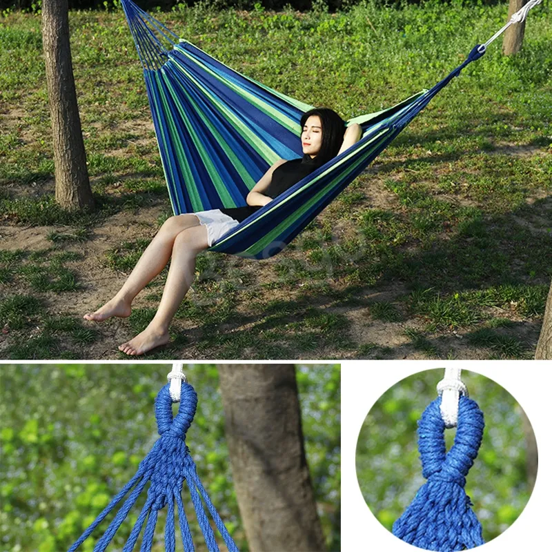 Field Camping Individual Hammock Thicken Outdoor Outing Camping Double Rest Hammocks Balcony Dormitory Lazy Canvas Swing BH6751 WLY