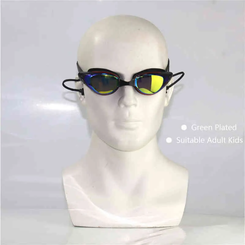 Óculos de natação profissionais de natação com tampões para os ouvidos Eletroplate Silicone à prova d'água Y220428
