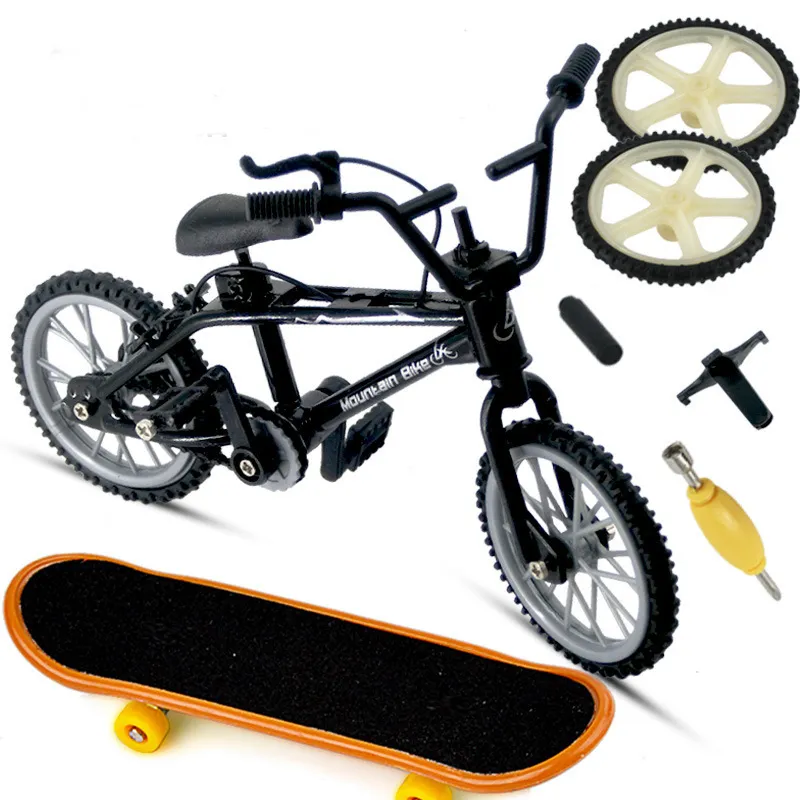 테크 미니 손가락 스케이트 스쿠터 램프 스케이트 보드 보드 액세서리 세트 팁 BMX 자전거 DIY 키즈 참신 장난감 220418