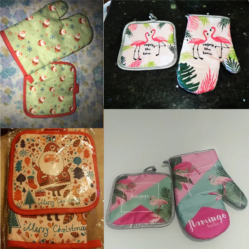 Customize Oven Mitts Baking Cute Dinosaur Kitchen Microwave Polyester Insulation and Antiscalding Gloves Potholder Mat 220707