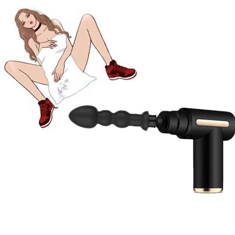 NXY Dildos 2in1 Sex Machine Fascia Massage Gun Toys for Erotic Love Dildo Penis Vibrators Machines Men Women Masturbation Body Shop 0420