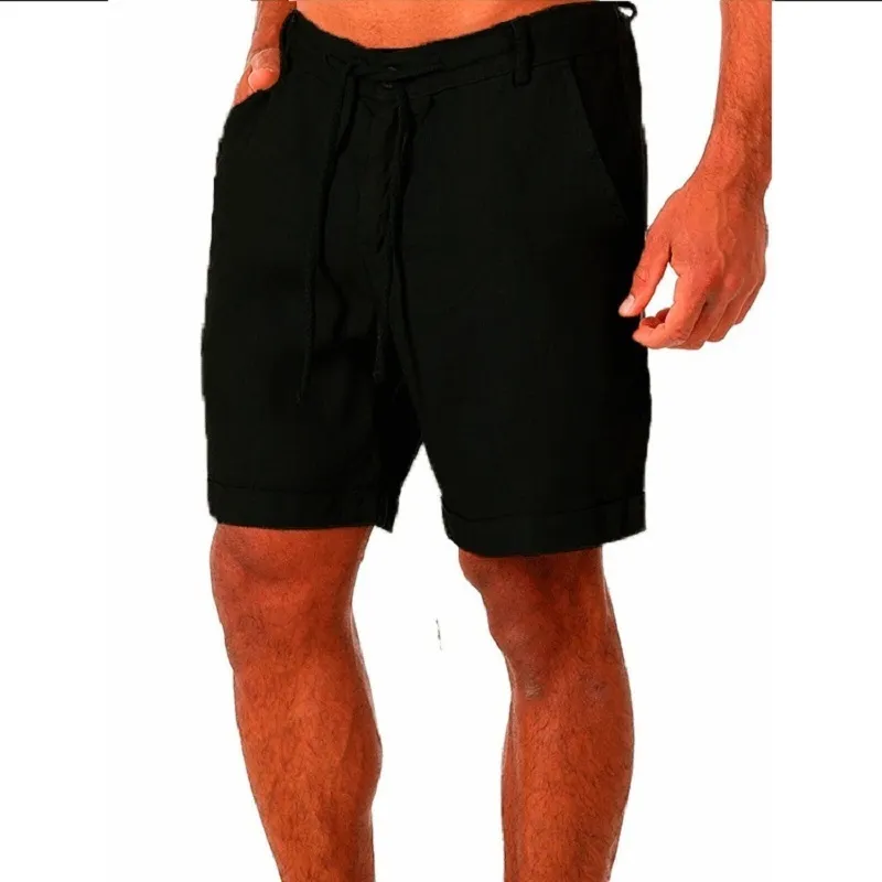 KB hommes coton shorts pantalons hommes été respirant couleur unie lin pantalon Fitness Streetwear S4XL 220705