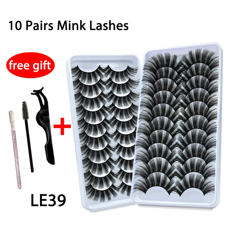 LE 3D 100 Mink Lashes Gamate Geake Eye Fluffy Soft Wispy Faux Cils Natural Long False Goalshe Wholesale 220524