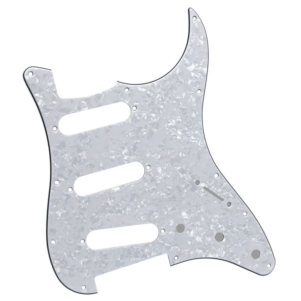 Placa de arranhões para pickguard de guitarra elétrica 4Ply SSS 11 furos branco perolado com parafusos