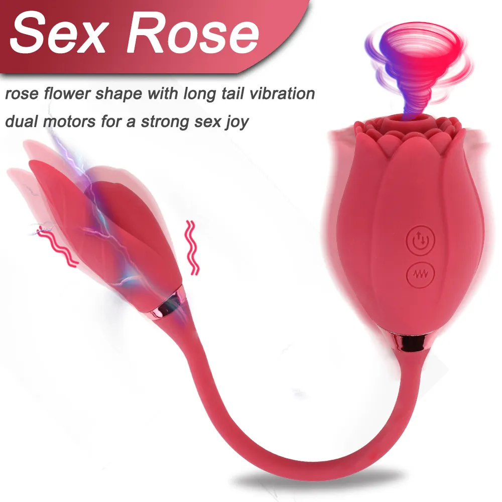 2 i 1 ros suger vibrator för kvinnor vaginal bollklitoris bröstvårta sucker dildos anal plug Sexig leksak kvinnlig masturbator erotisk