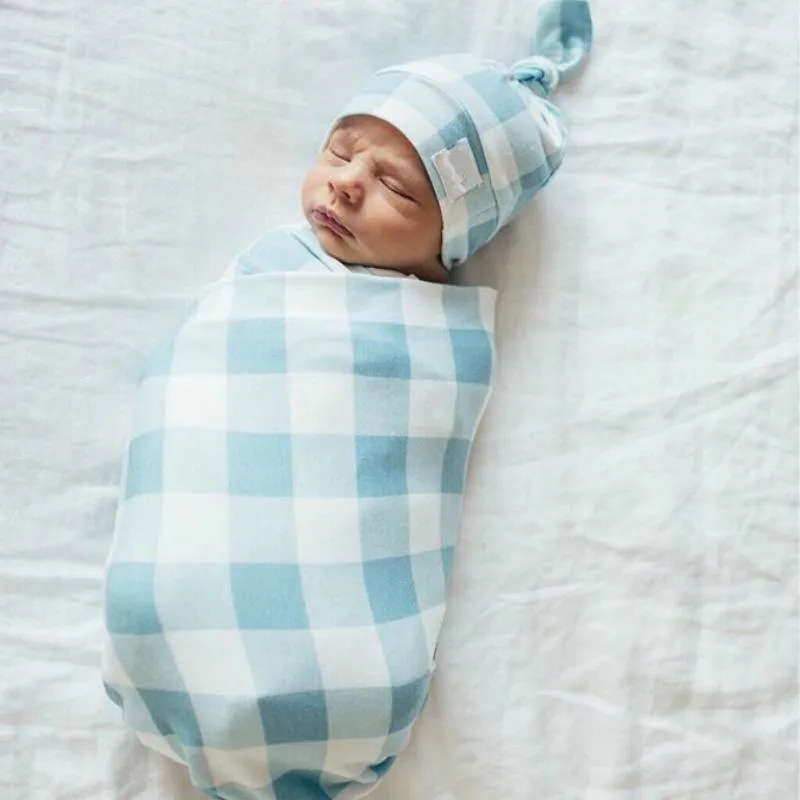 Nyfödd fotografering Foto Props jul sovsäckar Plaid Girl Posing Swaddle Decor Wrap Filt 4 Färg