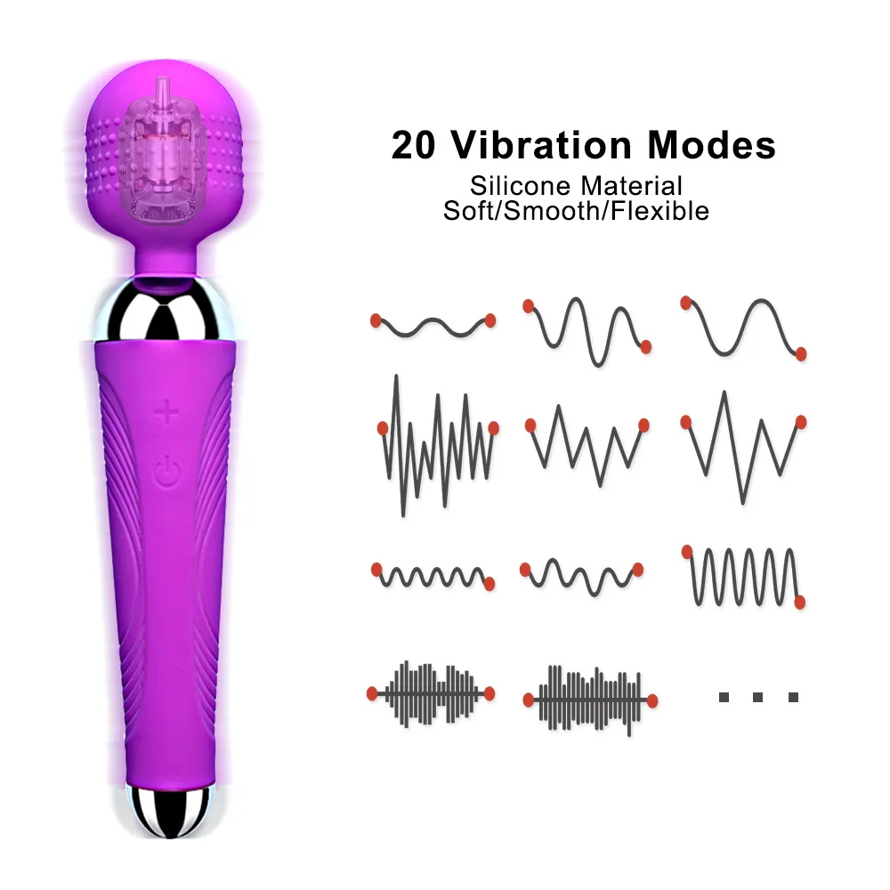 Powerful Clitoris Dildo Vibrator Erotic sexy Toys for Women 20 Patterns Vibration Magic Wand G-spot Massager Female Masturbator