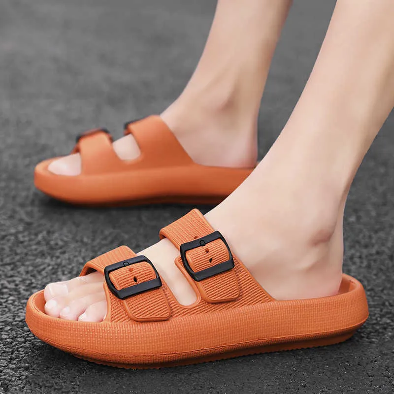 Top Sommer Neue Mode Männer Frauen Dicke Plattform Super Weiche Vintage Anti-rutsch Hause Hausschuhe Hohe Qualität Outdoor Strand Eva Flip Flop Designer Klassischen Luxus