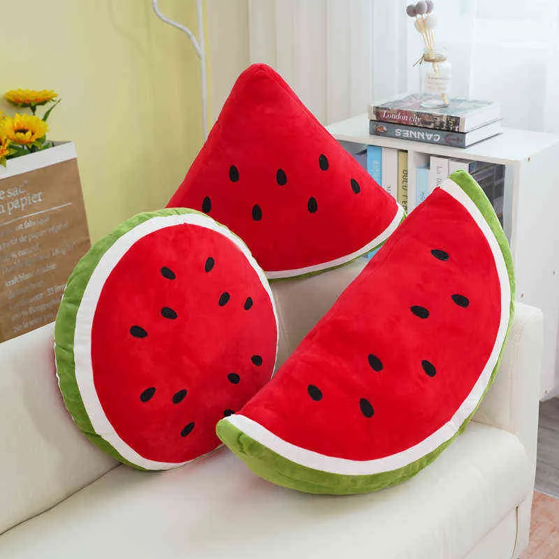 Nuova simulazione anguria peluche cuscino morbido farcito vita reale frutta giocattoli giù piante di cotone Decor regalo bambini J220704