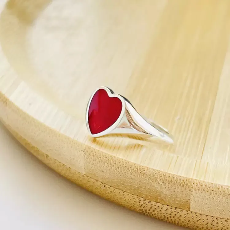 Nouveaux bijoux Blue Peach Ring Heart 925 Silver Red Email Love Love Men's and Women's Same Type Couple Pair Index Finger221s