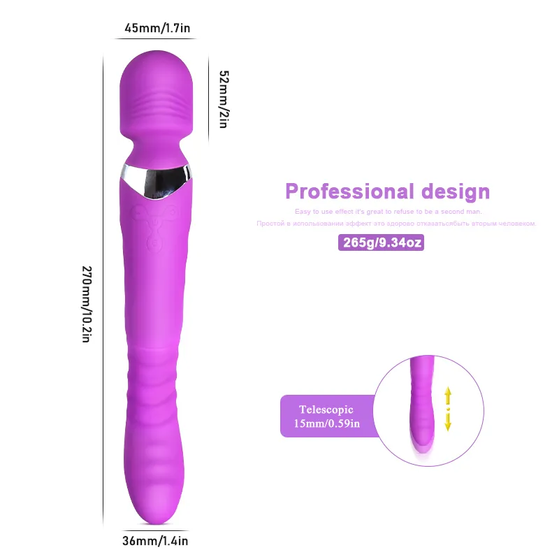 Verwarming Wand Vibrator Dual Motor Roterende G Spot Vagina Clit Massager Vrouwelijke masturbator Erotisch sexy speelgoed voor vrouwen