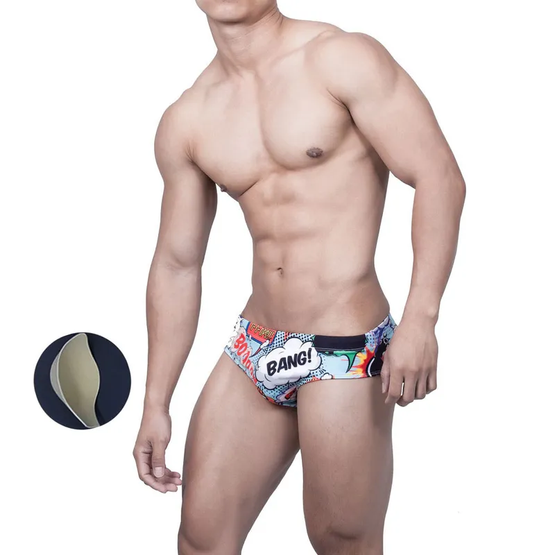 Padded Men Swimming Briefs Sexy Pouch Bulge Enhancing Push Up Cup Cueca Gay Swimwear Calzoncillos Hombre Slip Enlarge 220520