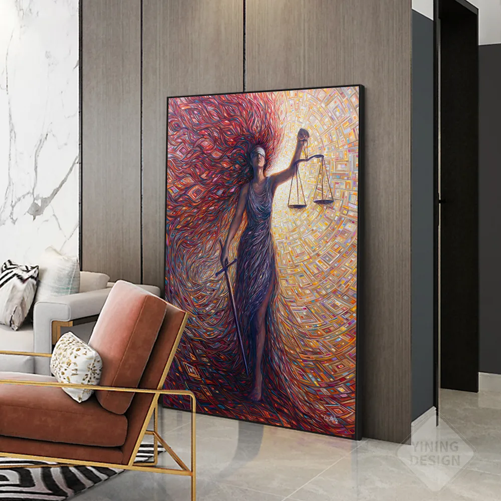 Mindblowing Magical Abstract Canvas Oil Painting Lady Justice Immagine da parete soggiorno Decorazioni la casa Nordic Frameless