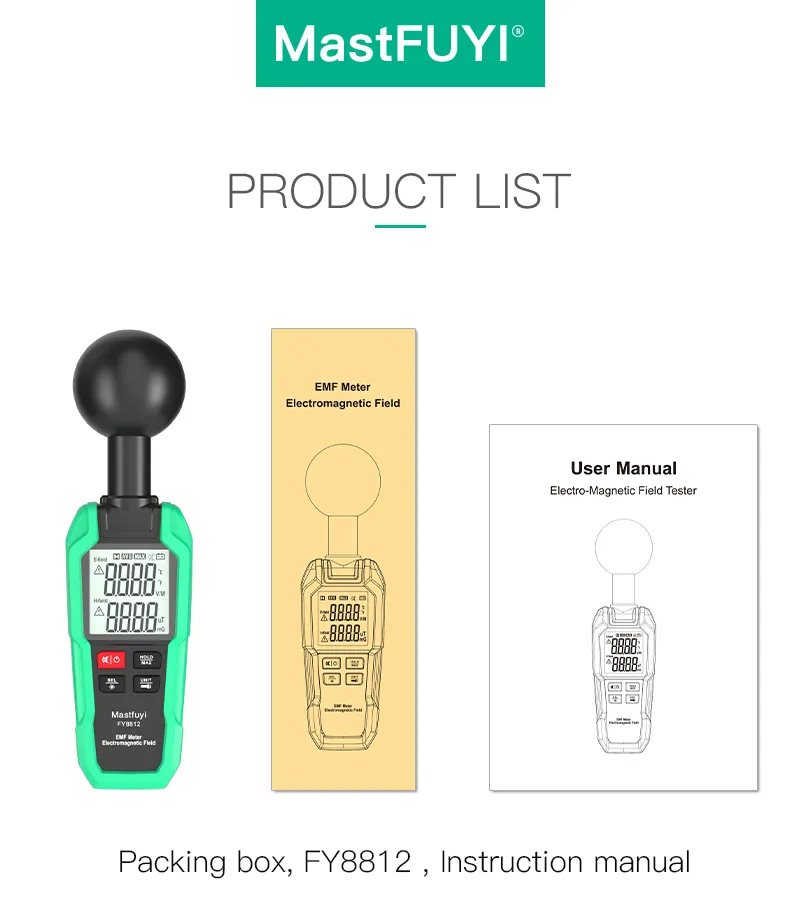 Energi Power FY8812 Digital High Precision EMF Meter Electromagnetic Field Tester Strålmätare Elektromagnetisk vågstrålning D9500117