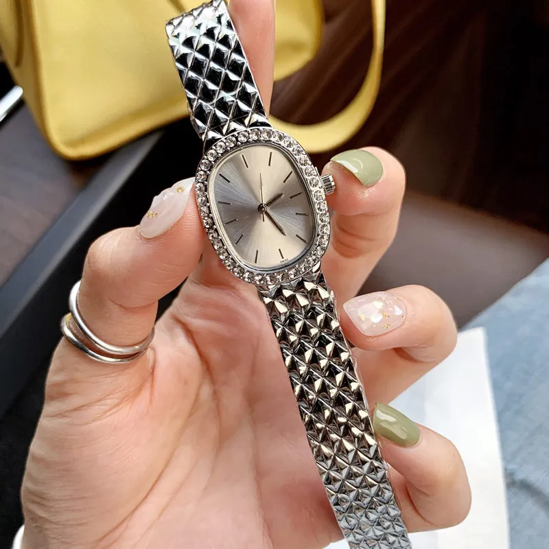 Montres de luxe pour femmes, montre-bracelet en or de marque supérieure, cadran ovale de 25mm, bracelet en acier inoxydable, pour femmes, noël, saint-valentin, Mot2602