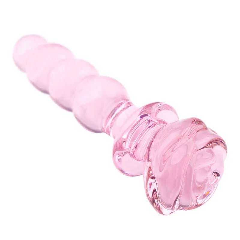 Erotik anal oyuncaklar cam yapay penis pembe gül şekli vajinal popo fiş kendini rahat mastürbator seks kadın 220507