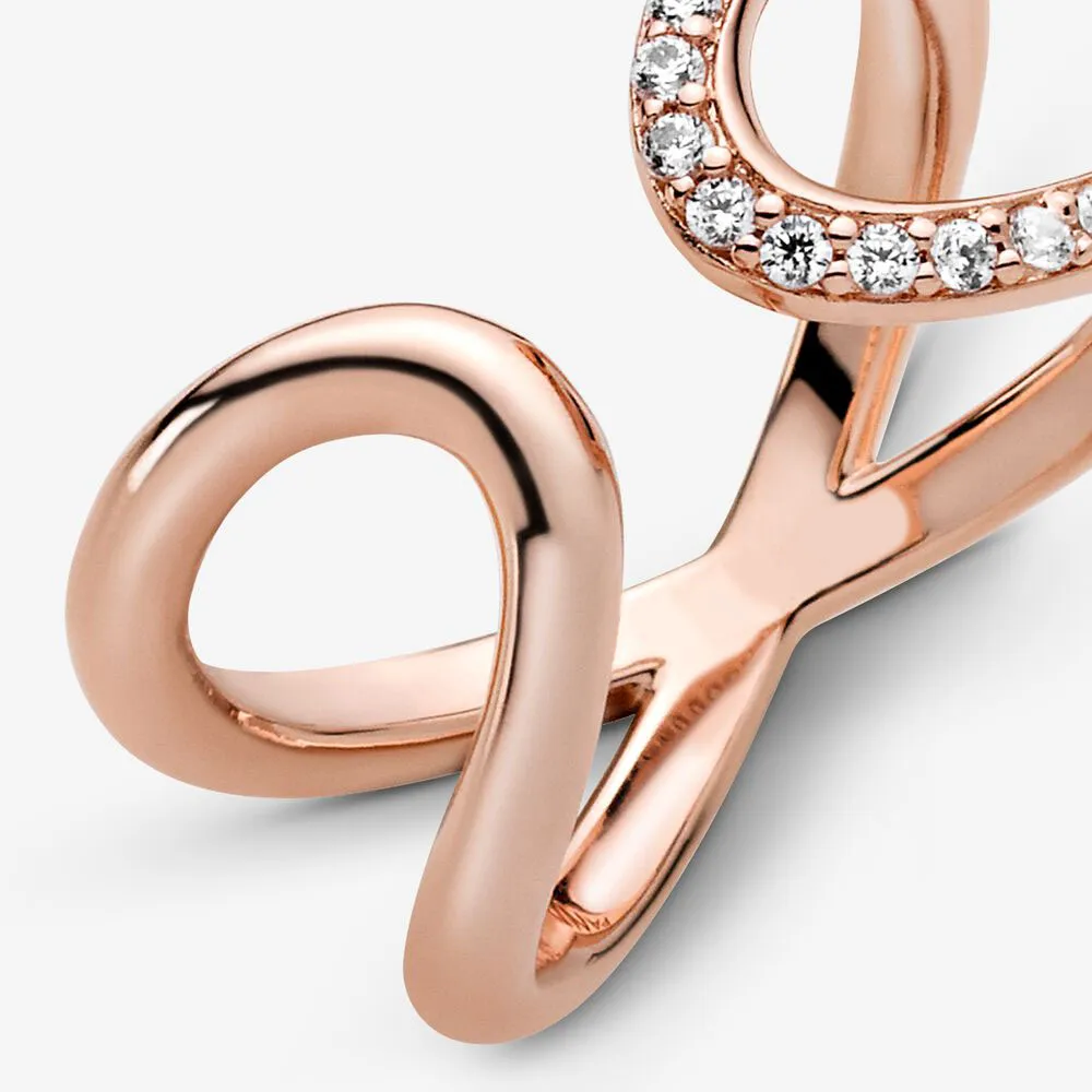 Anillo infinito abierto envuelto en plata de ley 100% 925 para mujer, anillos de boda, accesorios de joyería de compromiso a la moda 272f