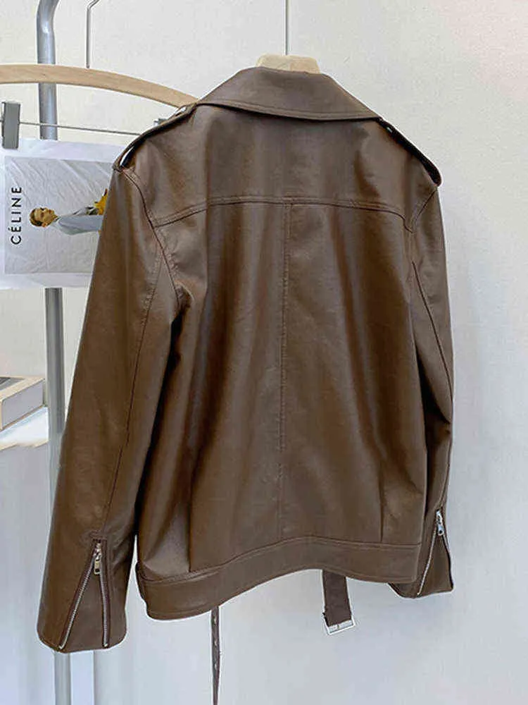 GVUW, abrigo de cuero elegante coreano para mujer, otoño 2022, nuevo diseño, chaquetas con sentido de las minorías, moda superior para motocicleta, marea 20A4502 L220728